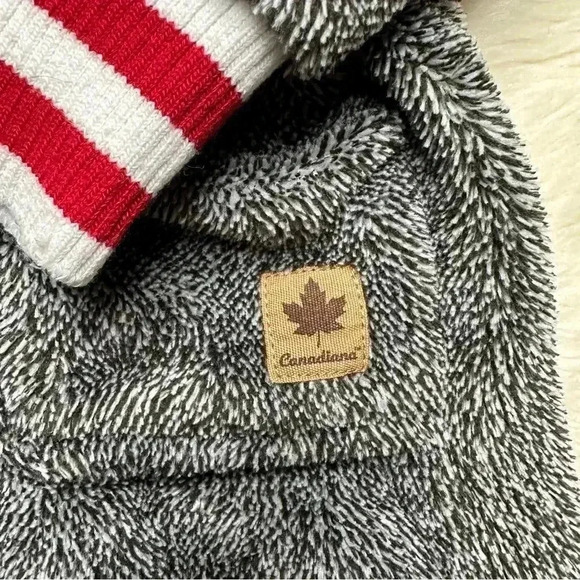 Canadiana Bathrobe Tie  Waist Hooded Charcoal Grey Size 3T - Picture 6 of 16